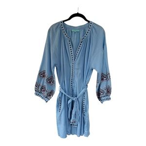 Melissa Odabash Tania Cotton Dress in Cornflour Blue Size S